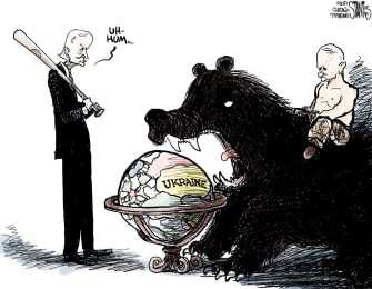 Russian bear eating Ukraine